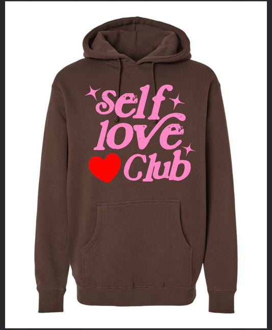 Brown and Pink "self love club" hoodie